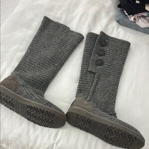 UGG Gray Knit Button Boots
